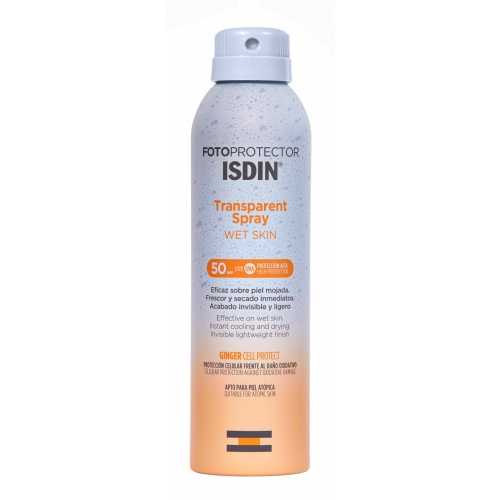 Fotoprotector isdin spf-50 spray transparent wet skin (250 ml)