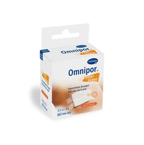 ESPARADRAPO HIPOALERGICO - OMNIPOR (DE PAPEL 5 M X 2,5 CM CON DISPENSADOR)