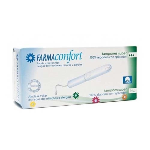 Tampones 100% algodon - farmaconfort con aplicador (14 unidades super)