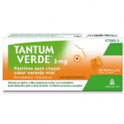 TANTUM VERDE 3 mg PASTILLAS PARA CHUPAR SABOR NARANJA-MIEL, 20 pastillas (Papel/PE/Al/Surlyn)