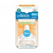 Tetina silicona boca ancha options+ nivel 2 - dr brown´s natural flow (+ 3 meses 2 unidades)